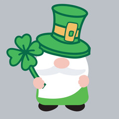 Cute cartoon gnome with green hat