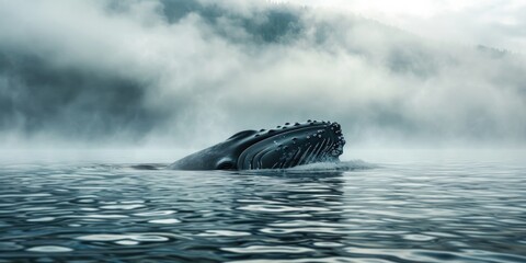 A majestic humpback whale gracefully swimming in the vast ocean. Perfect for nature enthusiasts and marine life enthusiasts