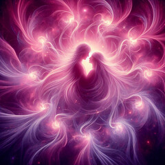 Twin flame couple. Soulmates. The concept of magical, esoteric, tantric, spiritual love. Connection between souls. Illustration for websites and much more. Created using generative ai tools