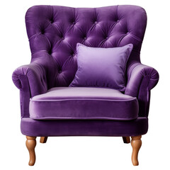 photography of a purple armchair isolated on a transparent background created with Generative Ai