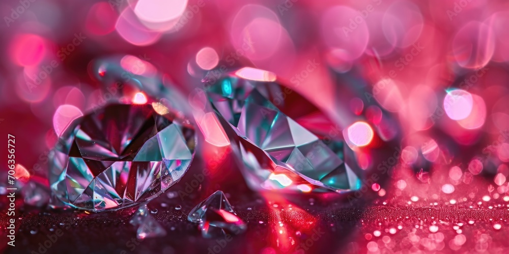 Aufkleber A close-up view of a bunch of diamonds placed on a table. This image can be used for various purposes