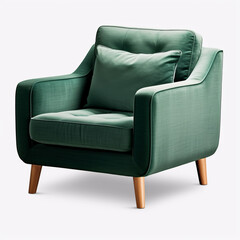 photography of a green armchair isolated on a transparent background created with Generative Ai