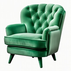 photography of a green armchair isolated on a transparent background created with Generative Ai