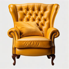 photography of a yellow armchair isolated on a transparent background created with Generative Ai