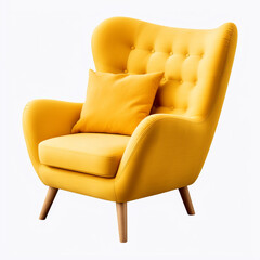 photography of a yellow armchair isolated on a transparent background created with Generative Ai