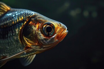 A close-up view of a fish with a remarkably large eye. Perfect for illustrating aquatic life or marine biology topics