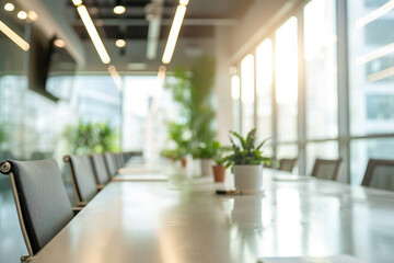 Macro conference table in room