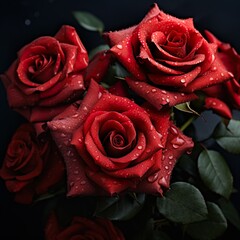 focused close-up of red roses generative ai