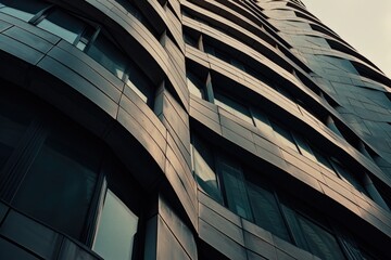 A tall building with a clock on top. Can be used as a symbol of time, architecture, or city landmarks