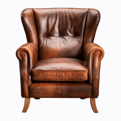 photography of a brown armchair isolated on a transparent background created with Generative Ai