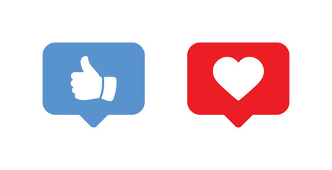 Social Media Reaction Icons Set - Heart, Like, Thumbs Up Symbols