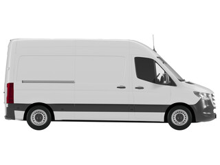 white delivery van side view on isolated empty background for mockup	
