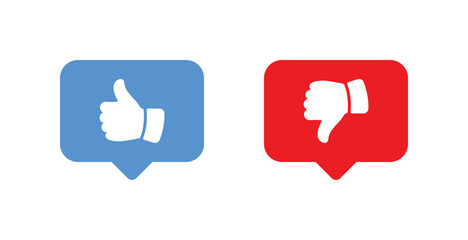 Thumbs Up and Thumbs Down Icons Set - Positive and Negative Feedback Symbols