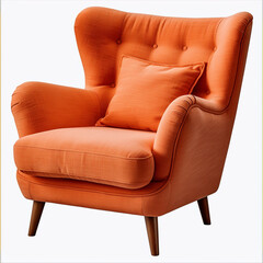 photography of an orange armchair isolated on a transparent background