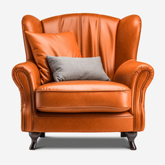 photography of an orange armchair isolated on a transparent background