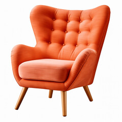 photography of an orange armchair isolated on a transparent background