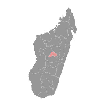 Itasy region map, administrative division of Madagascar. Vector illustration.