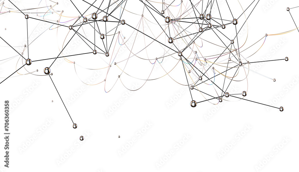 Poster abstract lines with dots over dark background.