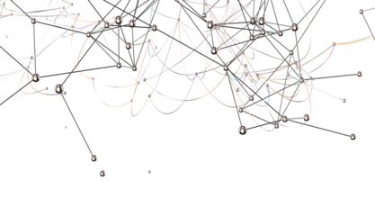 abstract lines with dots over dark background.