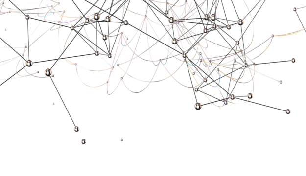 abstract lines with dots over dark background.