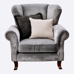 photography of a grey armchair isolated on a transparent background created with Generative Ai