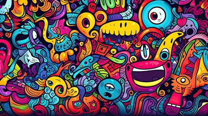 colorful hand drawn doodles background, Generative AI
