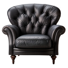 photography of a black armchair isolated on a transparent background created with Generative Ai