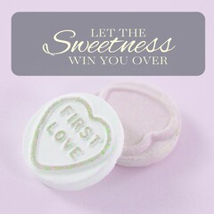 Composite of let the sweetness win you over text and cookies on lilac background