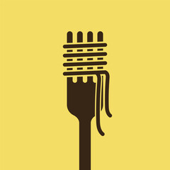 Spaghetti noodles vector. spaghetti noodles icon vector. fork vector.
