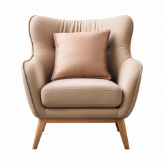 Fototapeta premium photography of a beige armchair isolated on a transparent background created with Generative Ai