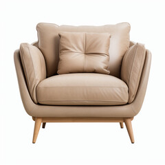 photography of a beige armchair isolated on a transparent background created with Generative Ai