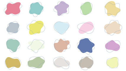 Illustration set of colorful abstract liquid shapes.