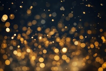Fototapeta na wymiar Abstract festive dark background with gold glitter and bokeh
