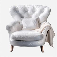 photography of a white armchair isolated on a transparent background created with Generative Ai