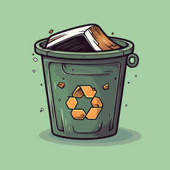 90s style unit. Trash bin icon. deleting files. Cartoon