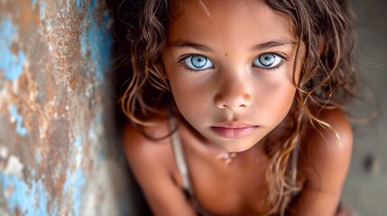 beautiful little girl, poor from the third world  - obrazy, fototapety, plakaty