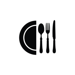 plate fork spoon knife icon vector