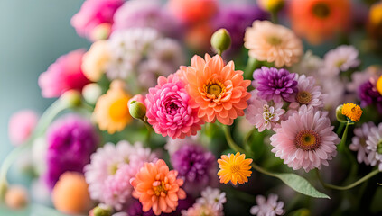 Bouquet of summer flowers in a vase. Floristry masterclass, interior decoration with bouquets