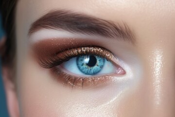 Fototapeta premium Closeup of Woman Face with Eyes Makeup. The concept of fashion and beauty industry.