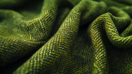 The Texture of Green Tweed Fabric