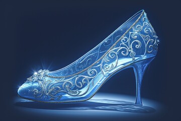 Naklejka premium Beautiful glamourous shoe of cinderella princess