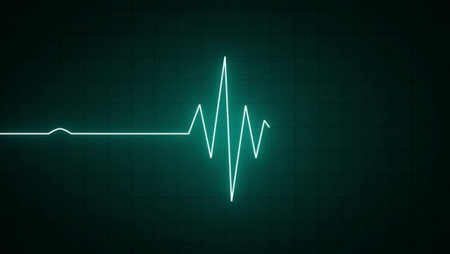 Blue neon Heart pulse monitor with signal. Heartbeat line. Flat line EKG, Pulse trace. EKG and Cardio symbol. Healthy and Medical concept