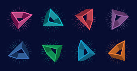 three-dimensional geometric shapes on dark background