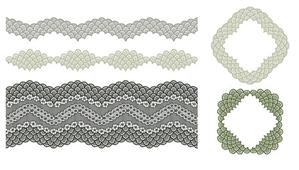 A set of lace trim composed fan-shaped shell  elements.