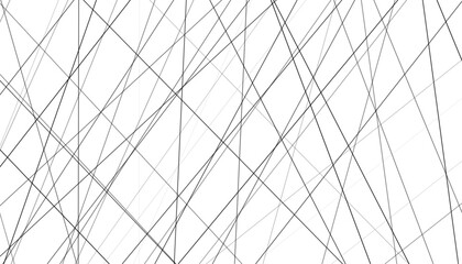 Chaotic abstract lines abstract geometric pattern background. Vector black diagonal crossed lines for modern contemporary art backdrop white design template
