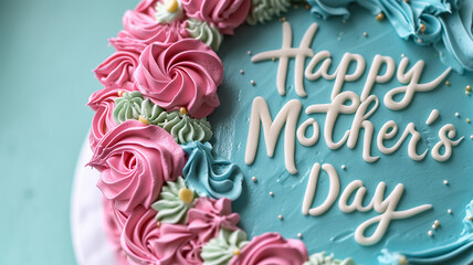 Happy Mother's day decoration background with cake - obrazy, fototapety, plakaty