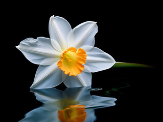 Narcissus flower in studio background, single Narcissus flower, Beautiful flower images