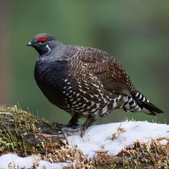 A Siberian Grouse Standing On A Snow Covered Ground 