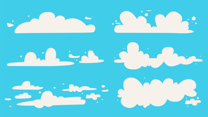 Flat vector illustration of clouds set.