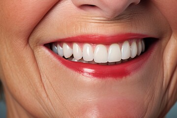 Close-Up of Woman's Smile with Perfect White Teeth